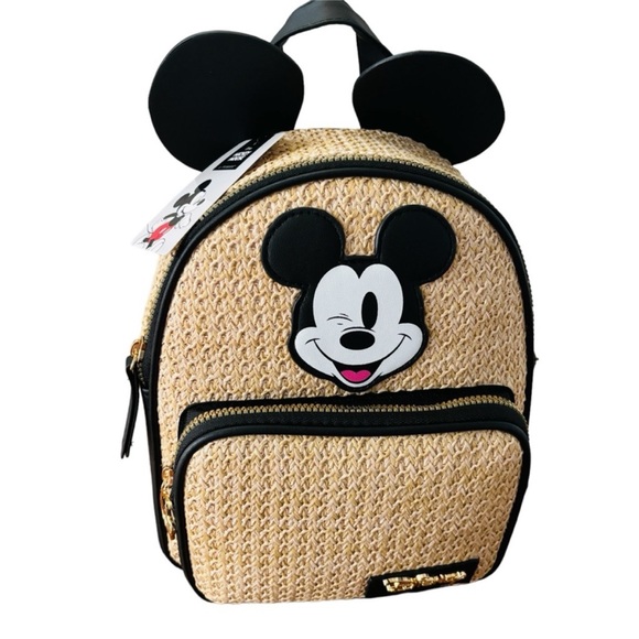 SALE NWT Disney Mickey Mini Backpack Straw with Mickey Ears - Picture 11 of 11